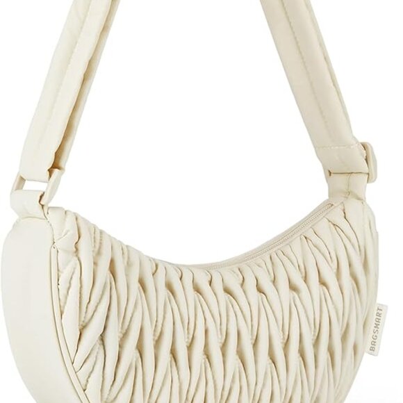 Beige Crescent Hobo Bag - Picture 1 of 4